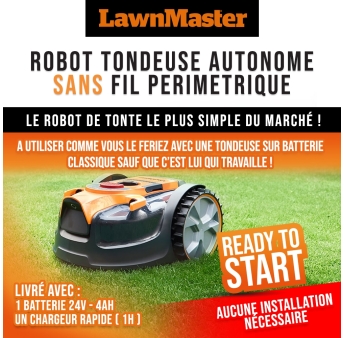 Robot tondeuse autonome 24V sans fil périmétrique - Le robot le plus simple du marché