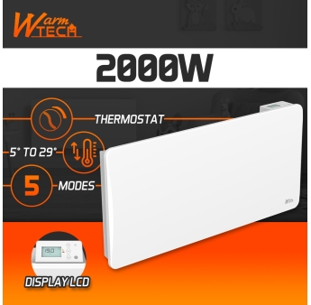 Radiateur inertie céramique 2000 W - IP24 – Fil pilote 6 ordres.