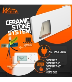 Keramische inertieradiator 2000 W - IP24 – 6-standen bedieningsdraad.