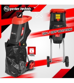 Broyeur de végétaux électrique 2600W avec sac récupérateur de 45L