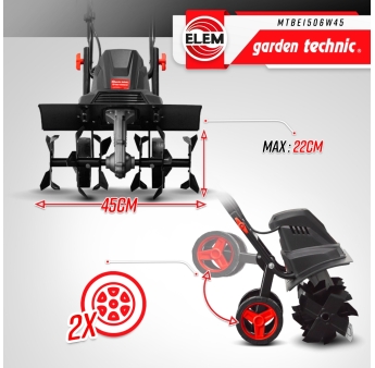 Elektrische rotovator 1500W - 6 messen - 45cm