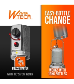 Terrasverwarming op gas 13 kW in roestvrij staal met wielen