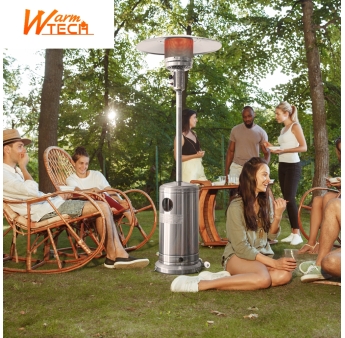 Terrasverwarming op gas 13 kW in roestvrij staal met wielen