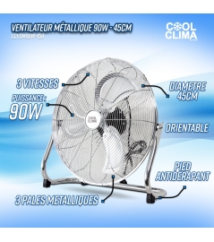 Ventilateur métallique 90W - 45CM