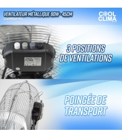 Metalen ventilator 90W - 45CM