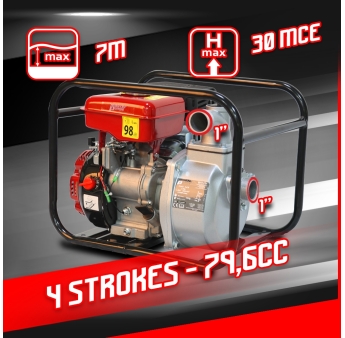 4-takt 79.6cc 7000l/h thermische waterpomp 