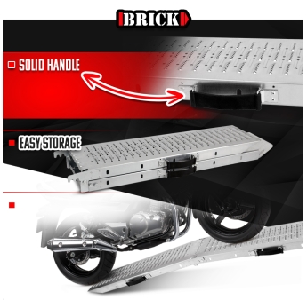 Lot de 2 rampes pliables en acier galvanisé 160cm - Charge max 500 kg/paire