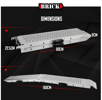 Set van 2 opvouwbare oprijplaten van gegalvaniseerd staal 160cm - Maximale belasting 500 kg/paar