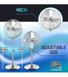 Metalen staande ventilator van 50 W, diameter 40 cm.