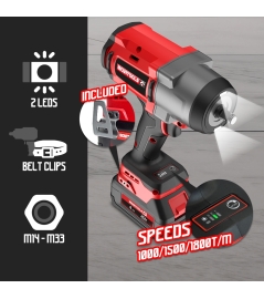 Boulonneuse à chocs brushless sur batterie 20V – 1880Nm – 2 batteries 4Ah + chargeur rapide. 