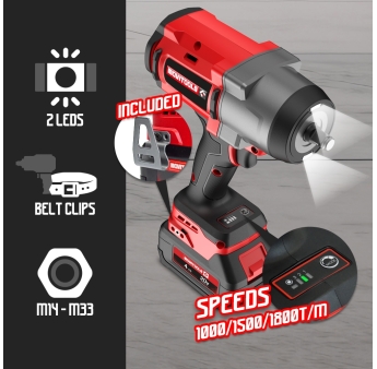 Boulonneuse à chocs brushless sur batterie 20V – 1880Nm – 2 batteries 4Ah + chargeur rapide. 