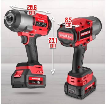 Boulonneuse à chocs brushless sur batterie 20V – 1880Nm – 2 batteries 4Ah + chargeur rapide. 