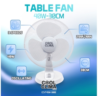 Tafelventilator 40W - 30cm - 3 snelheden