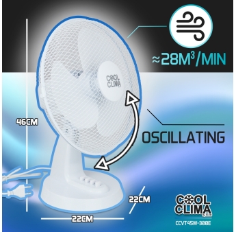 Tafelventilator 40W - 30cm - 3 snelheden