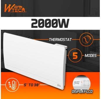 Gietijzeren radiator met inertie 2000 W - IP24 - NF - 6-draads pilootkabel.