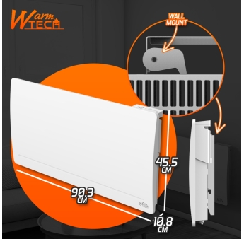 Gietijzeren radiator met inertie 2000 W - IP24 - NF - 6-draads pilootkabel.