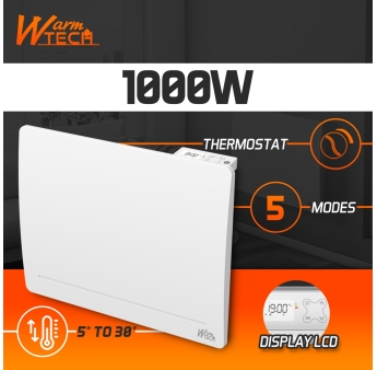 Gietijzeren radiator met inertie 1000 W - IP24 - NF - 6-standen pilootdraad.