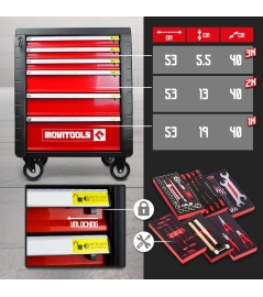 Werkplaatswagen met 6 laden + 54 accessoires