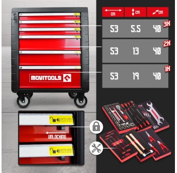 Servante d’atelier 6 tiroirs + 54 accessoires