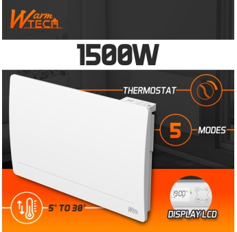 Gietijzeren radiator met inertie 1500 W - IP24 - NF - 6-draads pilootkabel.